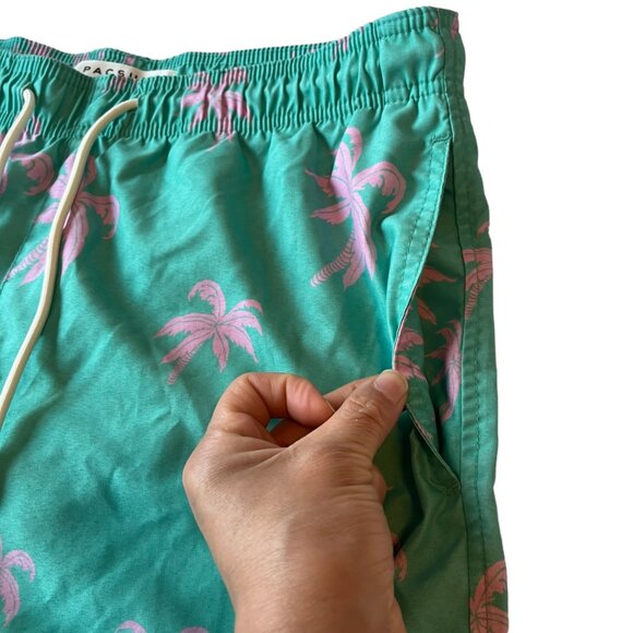 PacSun teal swim trunks palm trees Size Small - Picture 5 of 16